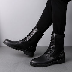 Autumn  boots men's  -top leather boots men's tooling boots mesh leather boots combat military boots winter plus size 50