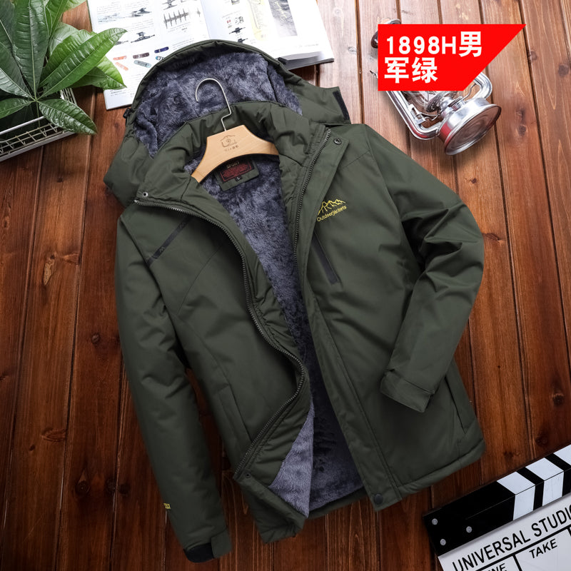 Men's fleece thickened autumn and winter windproof waterproof jacket jacket outdoor cold and warm mountaineering suit