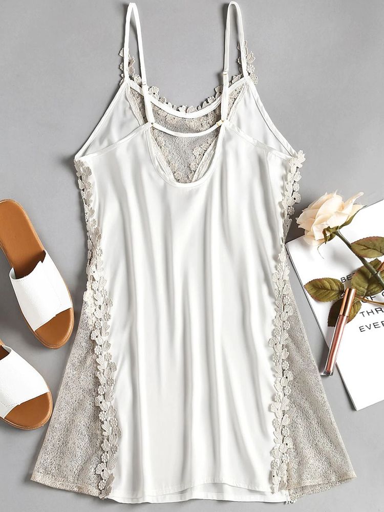 Women's Fresh Home Pajamas Deep V Backless Nightdress Suspender Lace Home Clothes