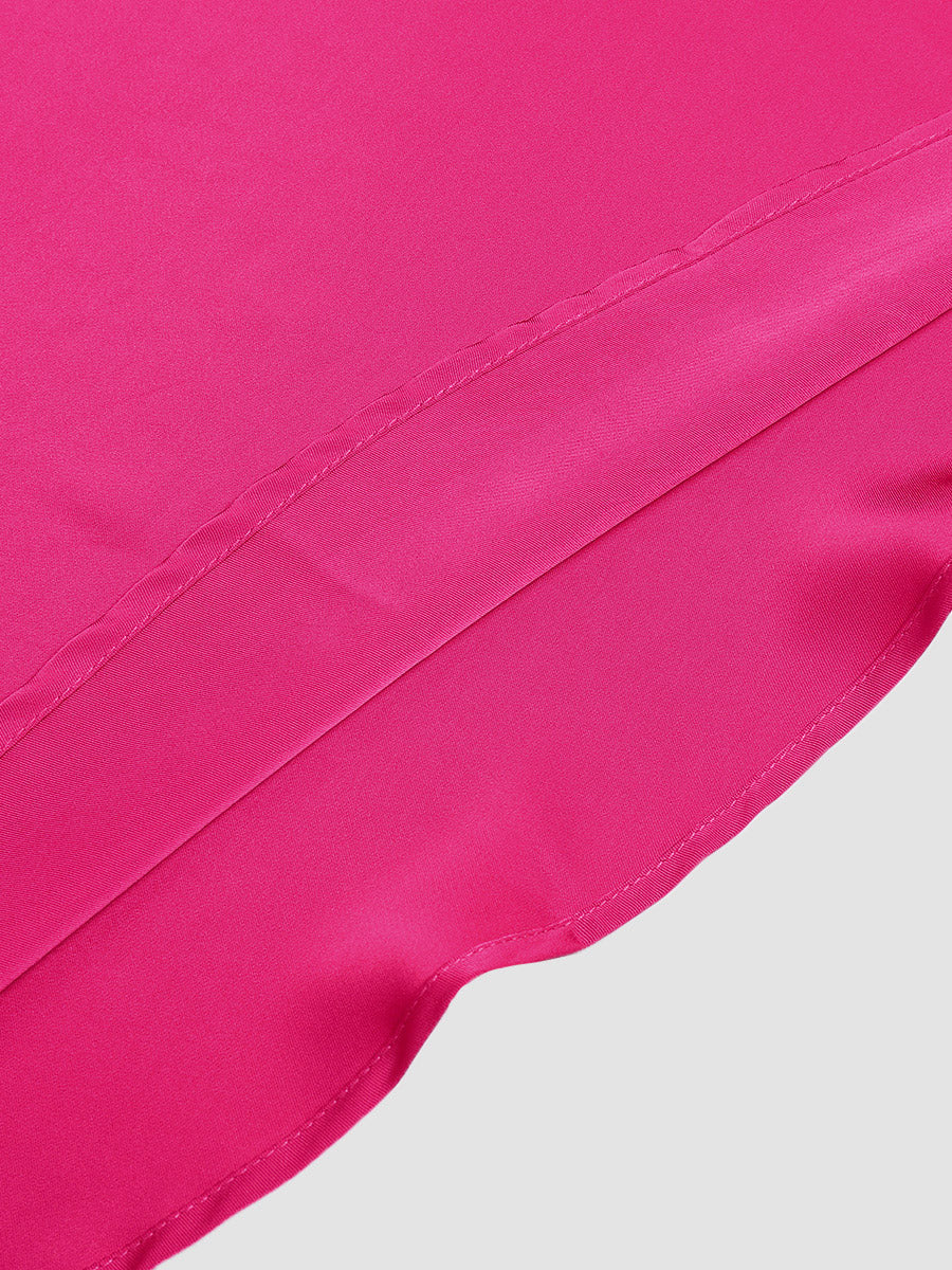 Rose Red Elegant Hot Diamond Neckline Waist  Dress