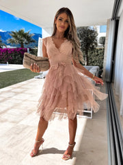 Elegant Women's Dresses Women's Holiday Party Dresses Sleeveless V Neck Skirt Sexy Lace Bowknot Women's Party Dress Tank Top