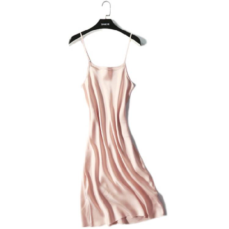 100%  silk nightgowns women Spaghetti Strap sleepdress Solid SATIN nightdress nightie Summer style pink white black