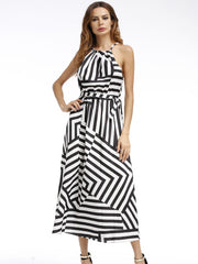 Summer Maxi Long Dress New Fashion Women Boho Striped Sleeveless Beach Style Strap Sundress Vestidos For Female