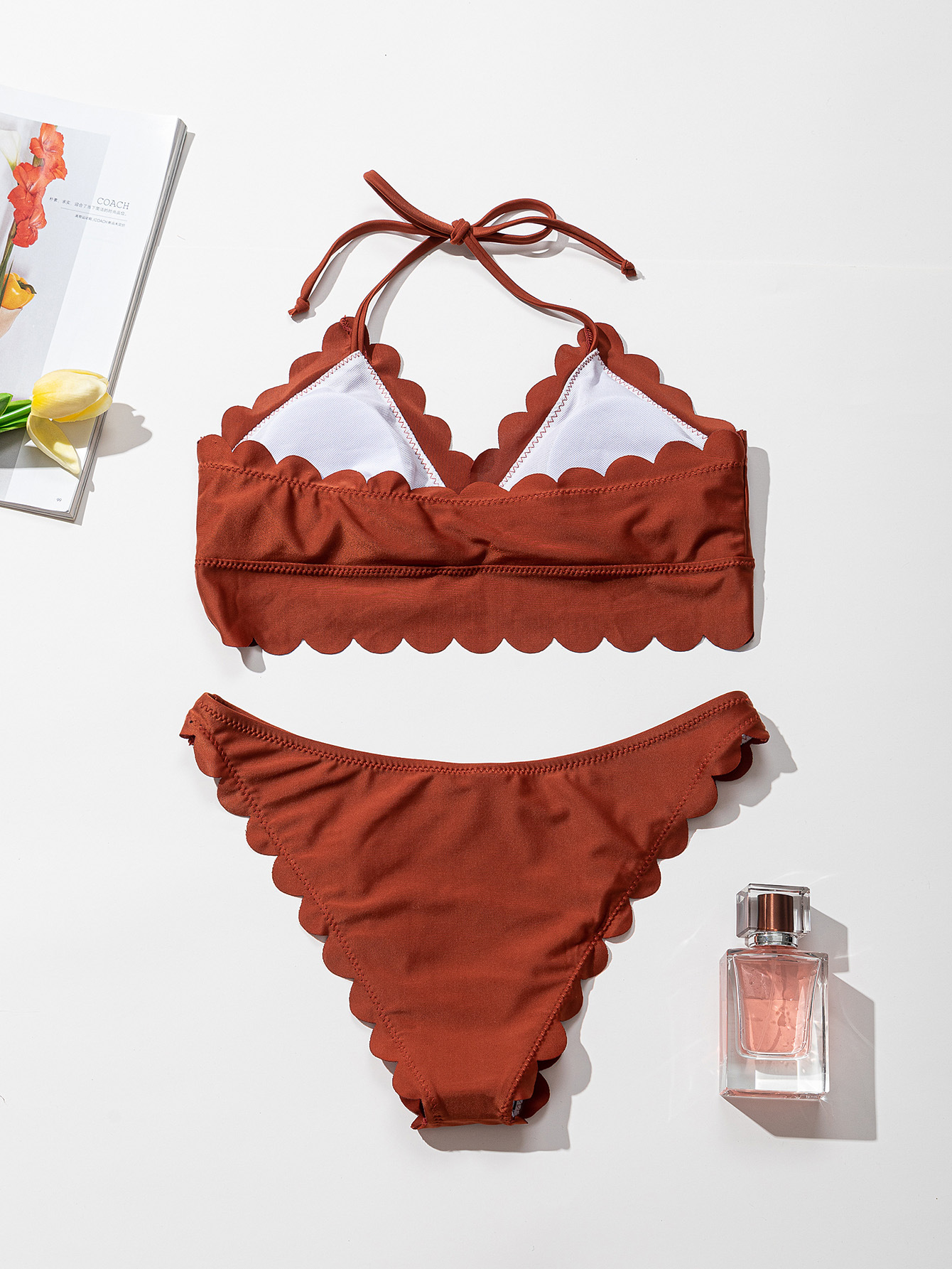 Two-piece swimsuit laser cutting flower swimsuit European and American fashion bikini