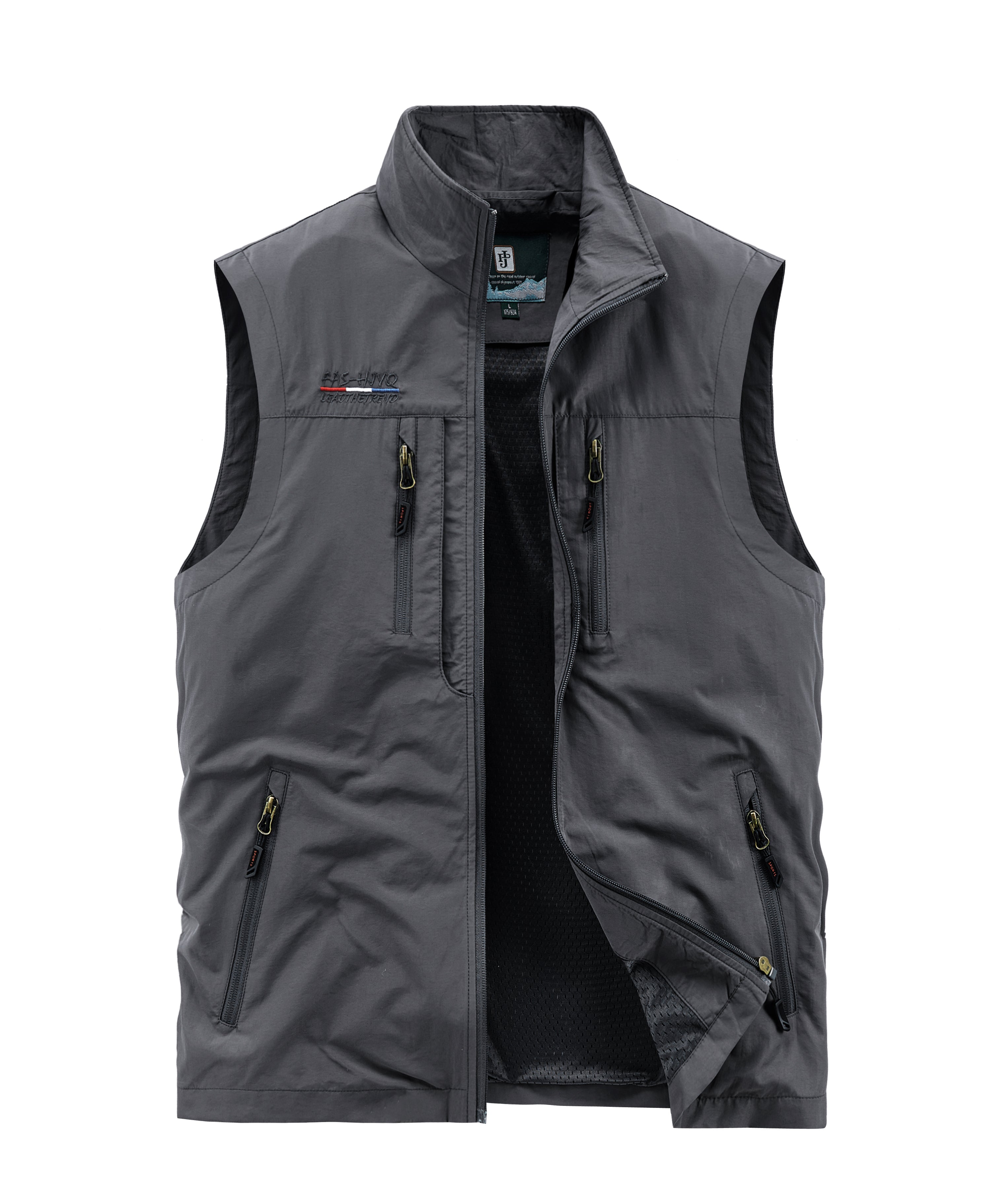 Jacket men's spring multi-bag tooling large size  stand-up collar vest outdoor sports photography fishing quick-drying vest