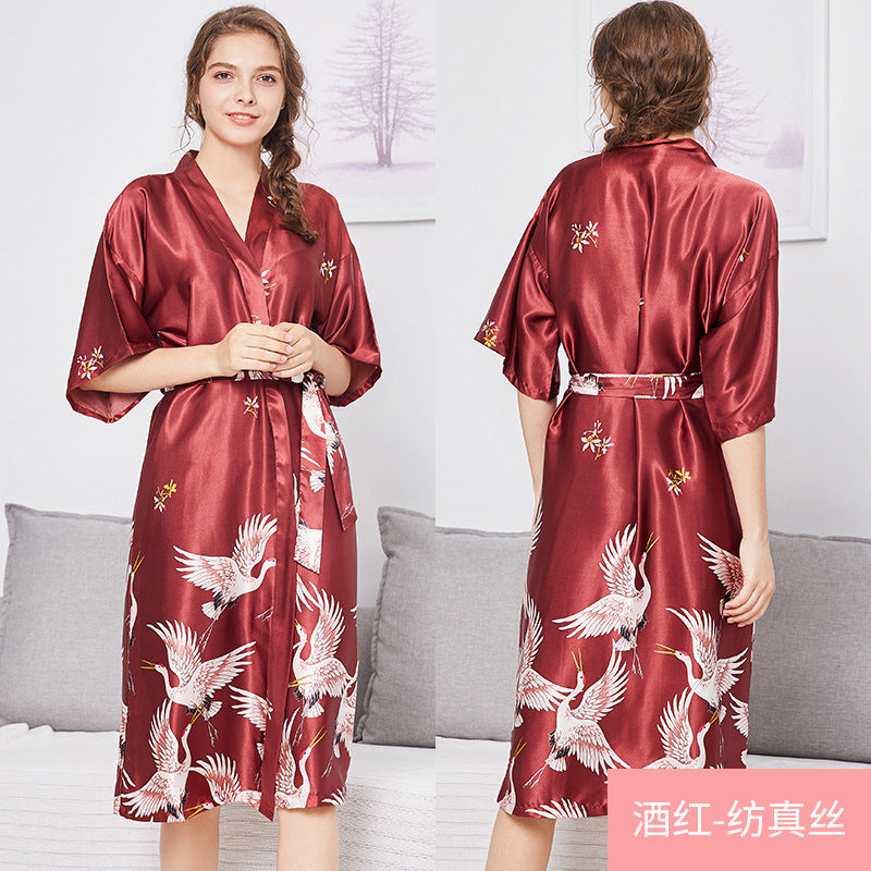 Bridesmaids Red Dressing Robes Long Ladies Fashion Homewear Nightgown