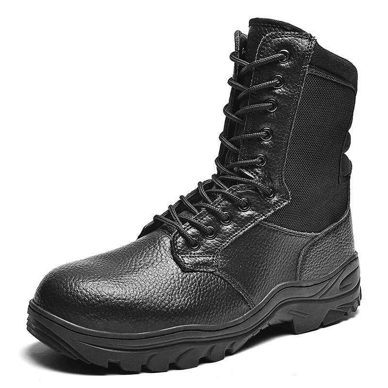 Outdoor high-top tooling shoes, steel toe steel plate military boots, anti-collision function training boots, construction boots