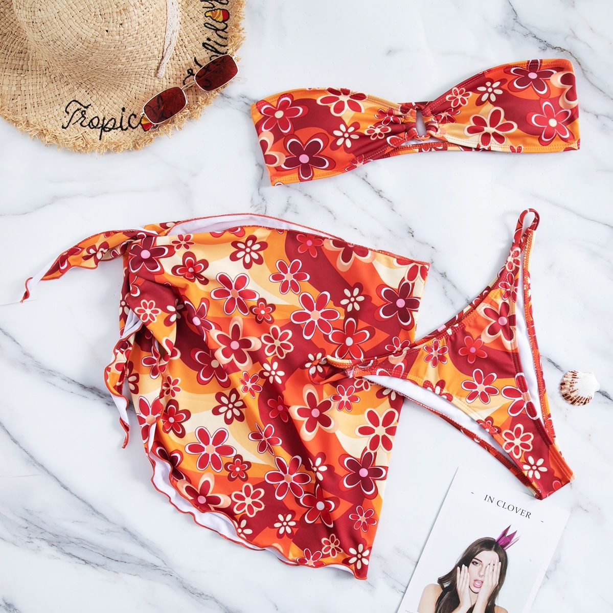 New Split Print Bikini Exclusive Sexy Swimwear Women