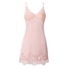 Lace Sexy Pajamas Ladies'Summer Ice Silk Backless Overalls, Back Slit, Longing to Wear Tube Top Pajama Dress