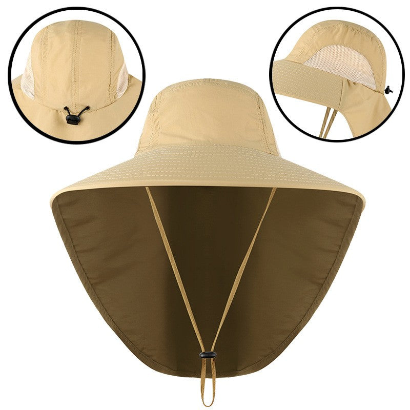 Wide Brim Bucket Hat with Neck Cover Quick Dry Large Brim Fishing Hat Outdoor Sports Jungle Hiking Hat Men Fishermen Sun Hat Cap