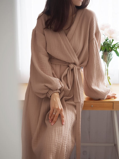 Solid color pajamas women robe bathrobe women pajamas cotton robe women loungewear spring loungewear