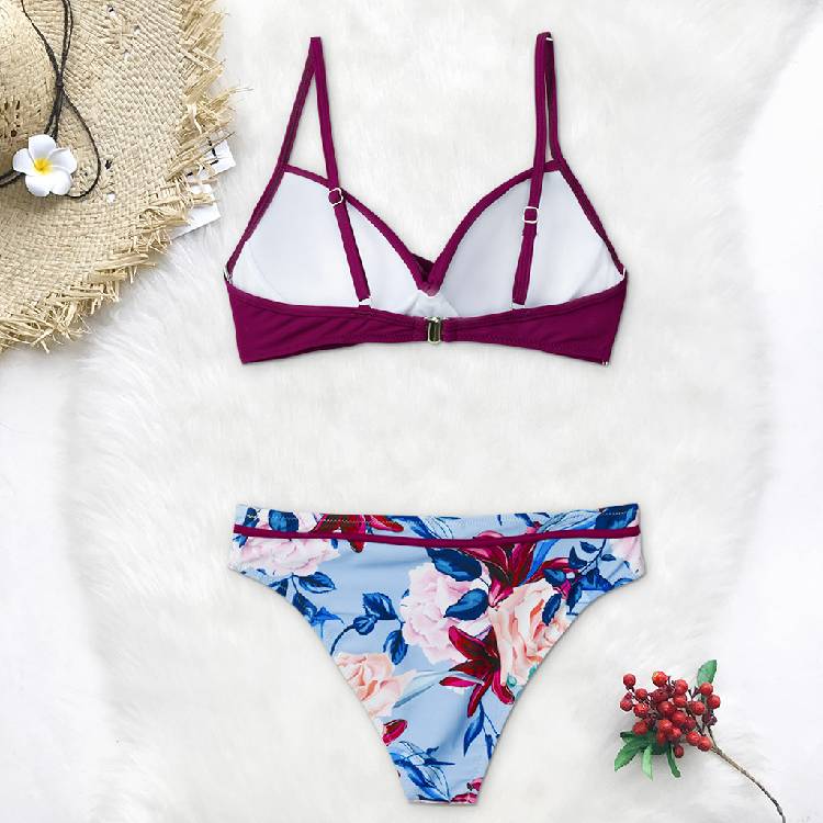 Women's Swimming Suit Bikini Swimsuit Women Swimwear Bikini Set Print Push Up Padded Bathing Swimsuit Beachwear