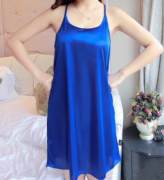 Ice silk ladies sexy halter short beautiful back underwear small suspender nightdress