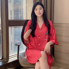 Exquisite women's elegant pajamas shirt nightdress live burst version of Huaer cotton home service