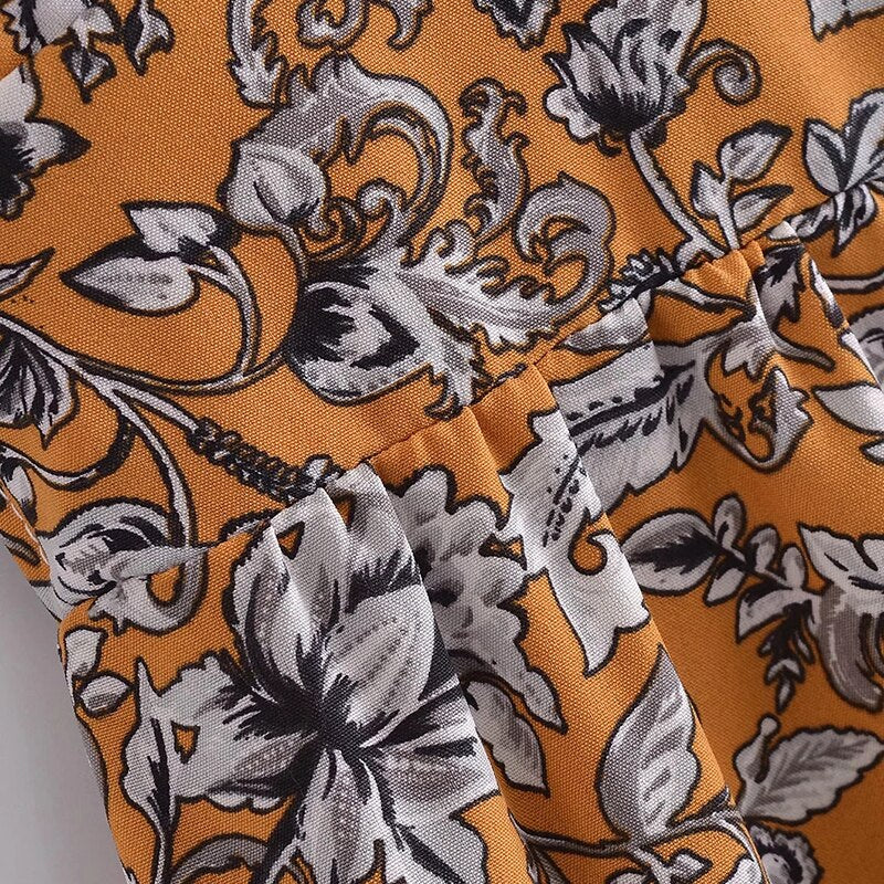 فستان نسائي بوهو ستايل مطبوع عليه زهور أنيق بياقة على شكل V بدون أكمام فستان حفلات بدون ظهر للسيدات فستان بحزام سباغيتي غير رسمي 