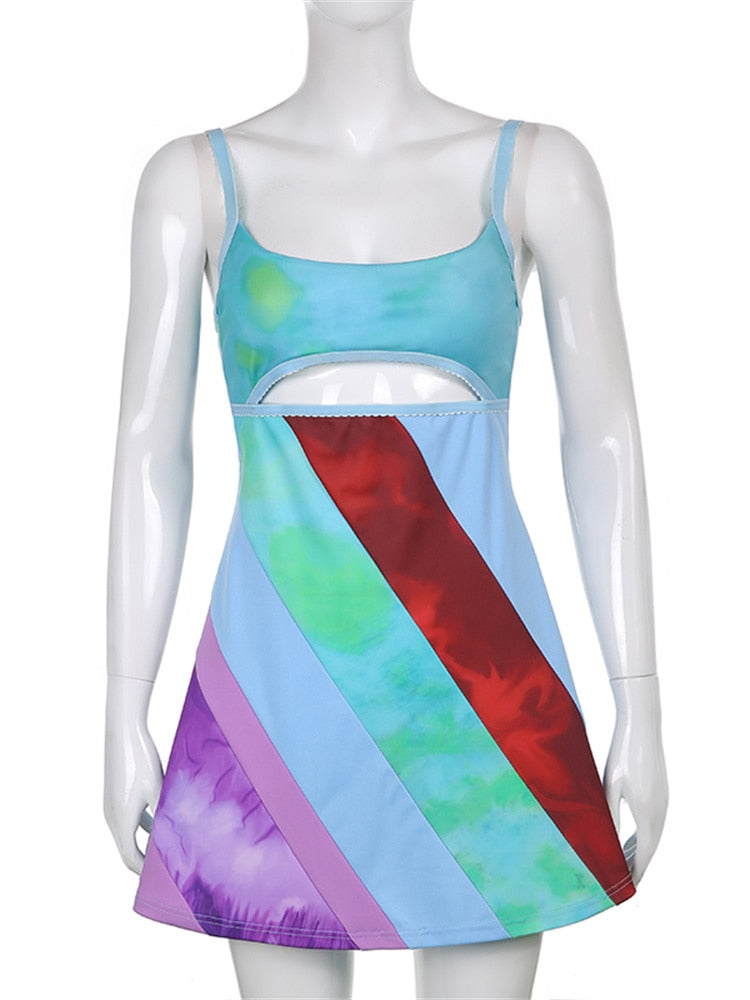 Sexy Summer Hollow Out  Mini Dresses Women Vintage Patchwork Beach Dress Elegant Boho Outfits Evening Korean Cuteandpsycho