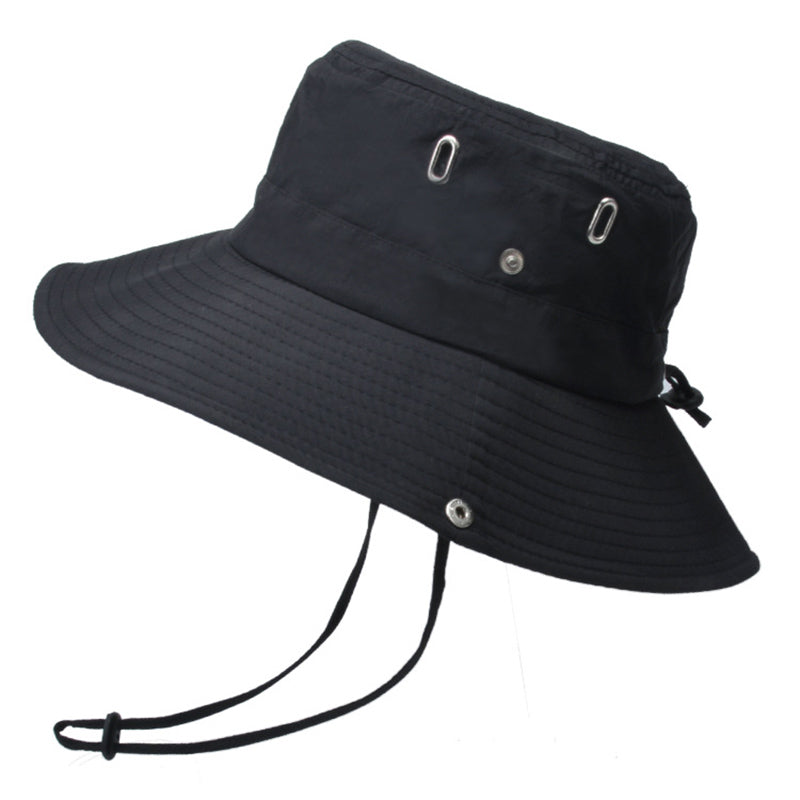 Outdoor Men Hat Fishing Cap Solid Color Wide Brim Anti-UV sun hat Camping Hiking fisherman hat summer Breathable Beach hat Large Bucket Hat Panama