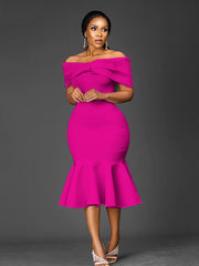 Women Sexy Bodycon Dress Party Off Shoulder Bow Event Celebrate Elegant Female Package Hips Vestidos Summer Fashion 2022 Gowns