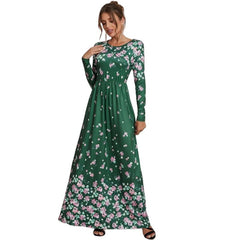 فستان 2022 خريف وشتاء جديد فستان مطبوع بأكمام طويلة وتنورة طويلة 