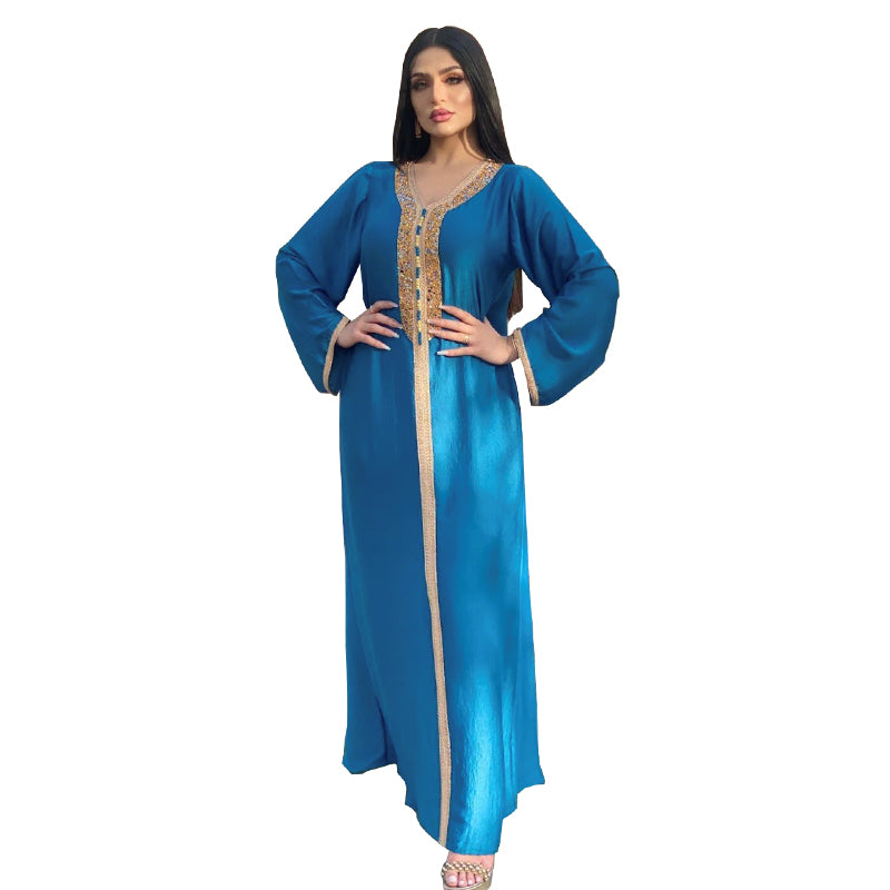 Moroccan kaftan Ramadan Eid Jalabiya Fashion Muslim Arabic  Abaya Dress Moroccan Kaftan Diamond Jalabiya Women Robe