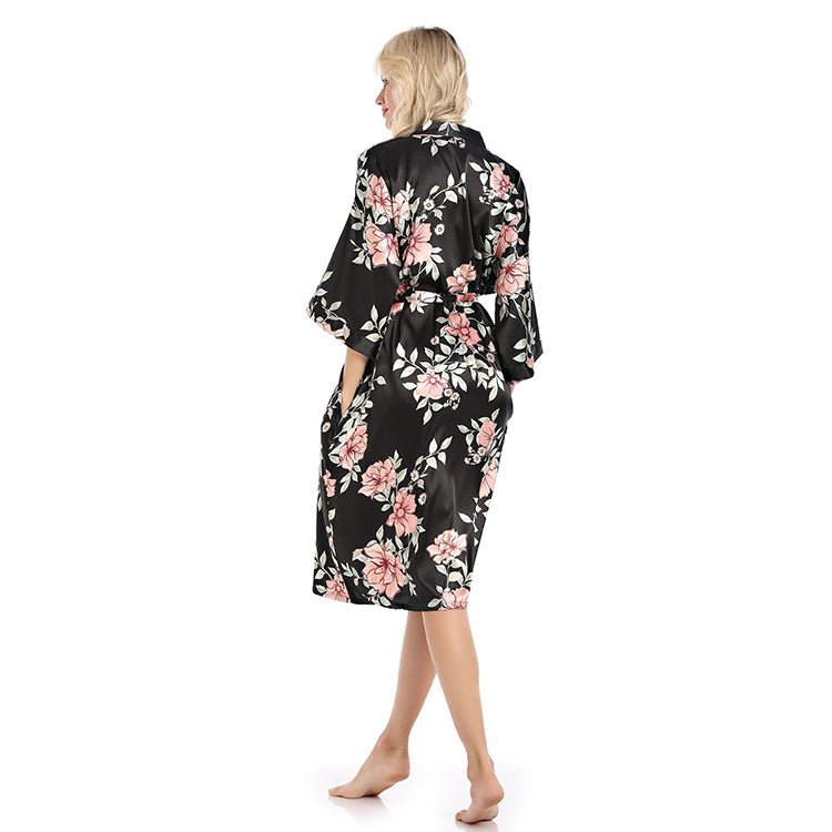 Satin Sleepwear  Female Intimate Lingerie Silky Bathrobe Gown Casual Bridal Party Gift Kimono Robe Sexy Homewear Nightgown robe