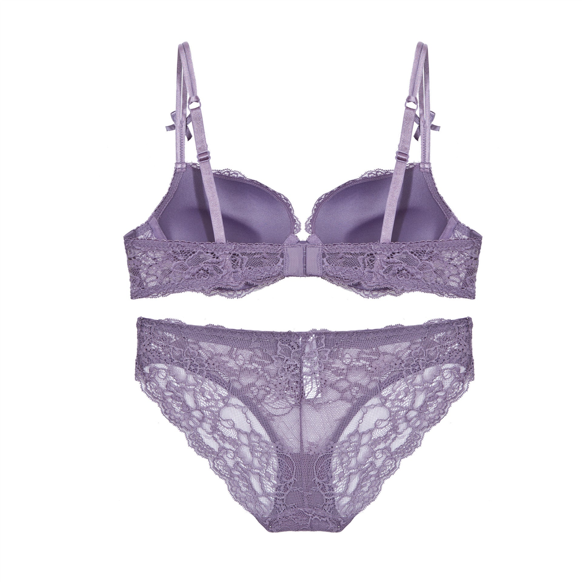 New style deep V gathered lace bra 【Set】