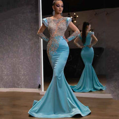 2022 new daily light blue fishtail skirt banquet long sand gold series show thin temperament annual meeting evening dress women