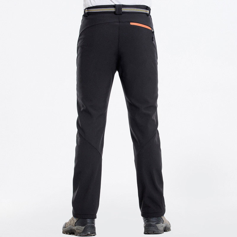Reflective Men's Winter Hiking Pants Men Warm Fleece Softshell Trousers Outdoor Sports Thick Trekking Skiing Waterproof Pants