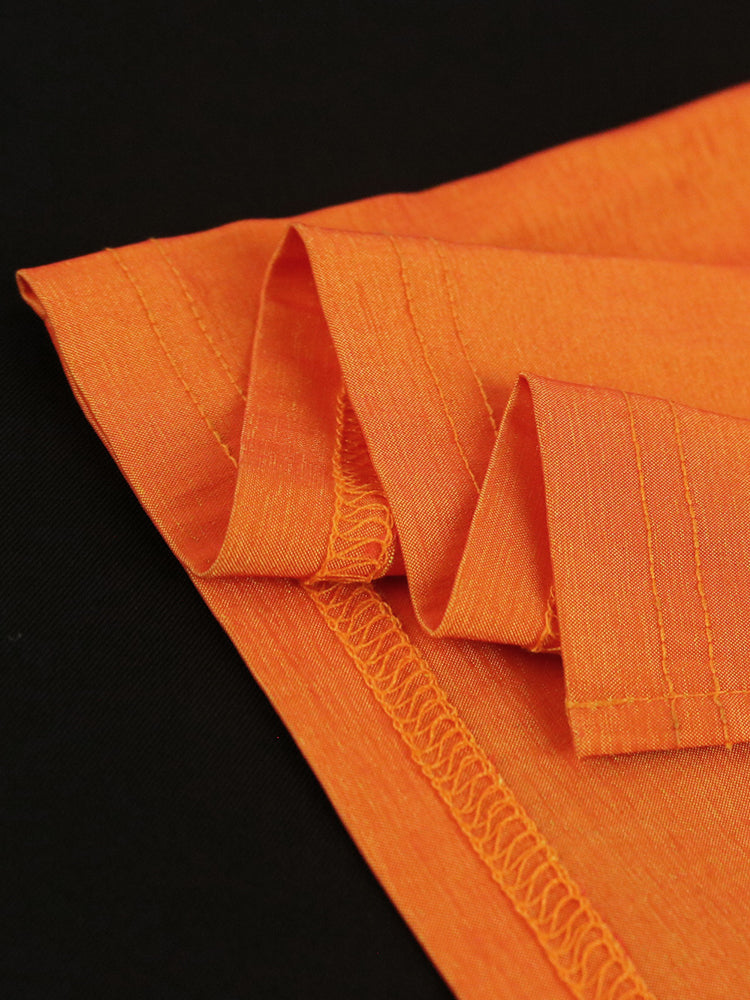 Women Shiny Orange Dress Short Lantern Sleeves Bodycon Pleated Fold Party Sexy African Female Event Tight Evening Robes Birthday