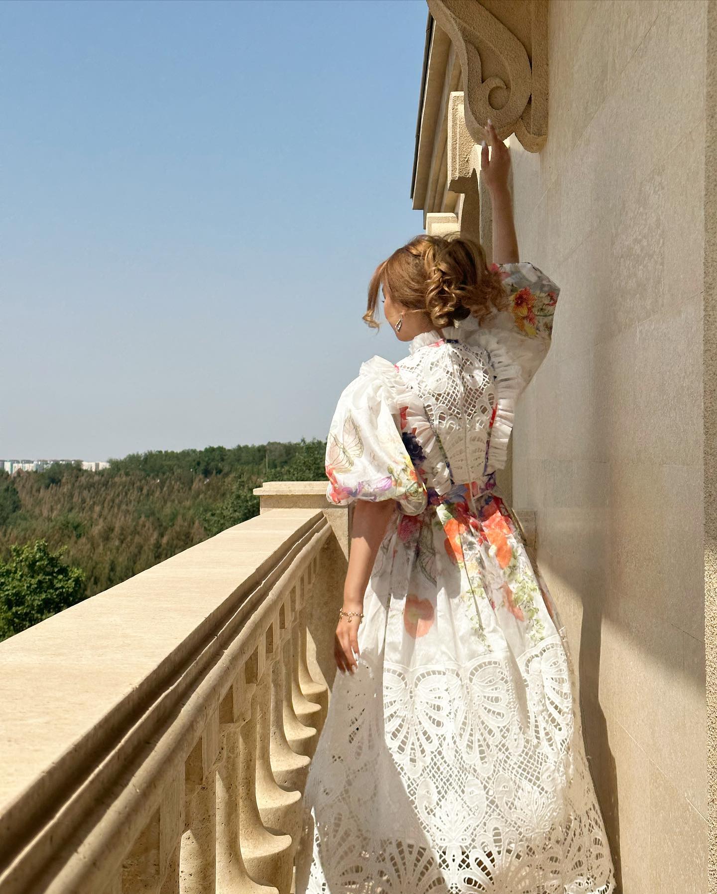 Cutout Lace Panel Pleated Dress