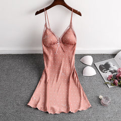Sexy Sleeveless Strap Nightgown Summer Womens Lace Nightdress Satin V-Neck Backless Nighty Gown Lounge Sleep Dress Sleepwear