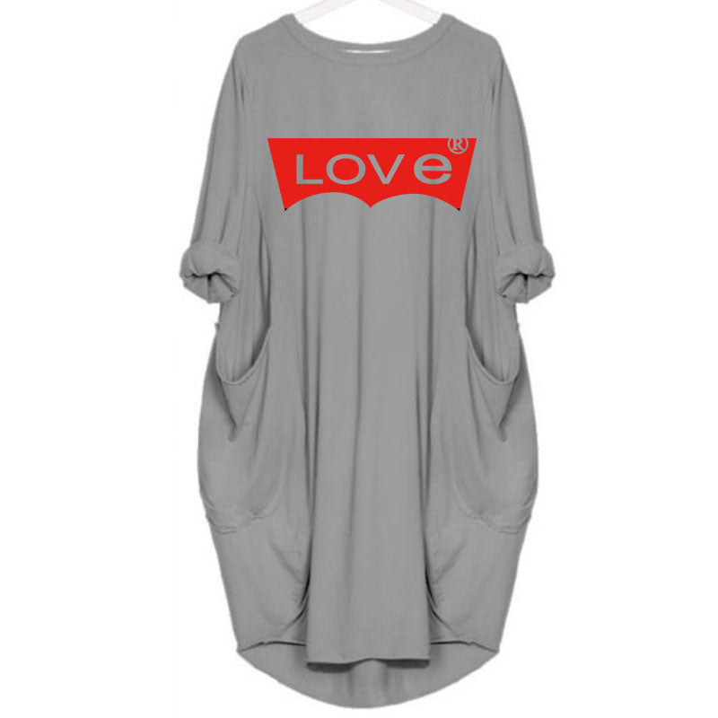 LOVE white Edge line color is random Primer Large size Easy long-sleeved Autumn and winter New trend Irregular
