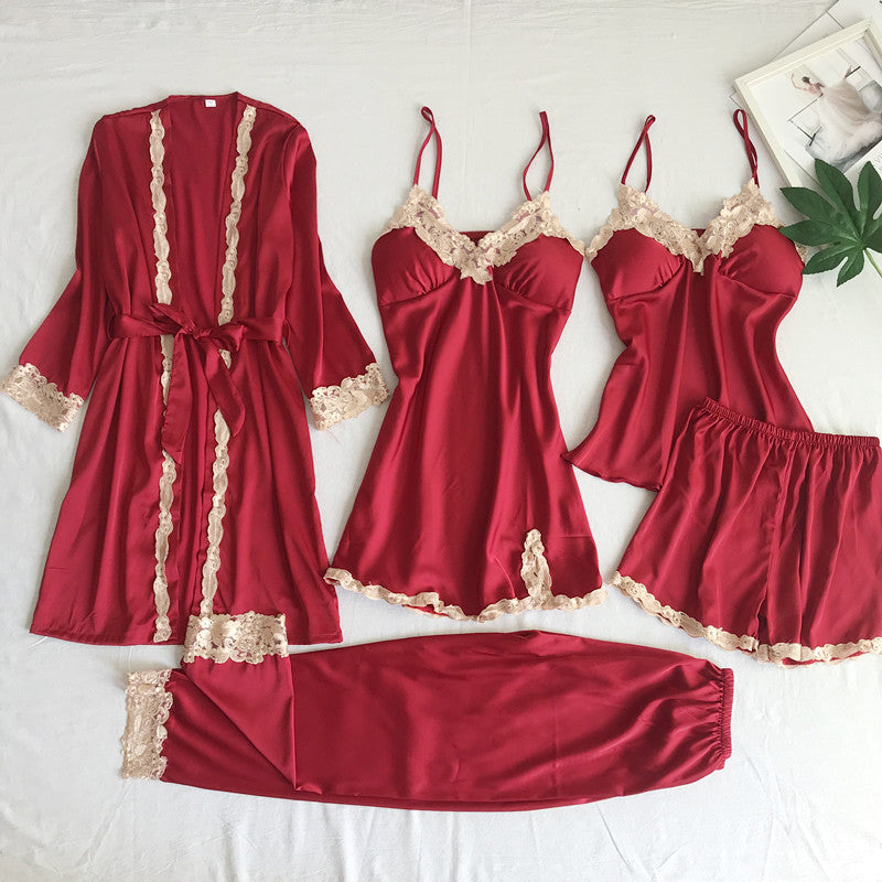 Sexy lingerie five-piece set suspenders sexy ladies home clothes pajamas