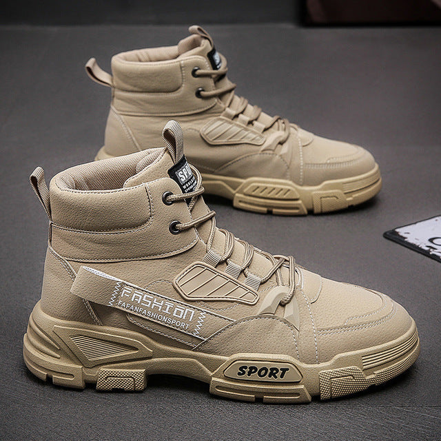 Men's shoes jacket lace-up men's boots autumn comfortable breathable boots 2023 fashion military boots men's platform boots