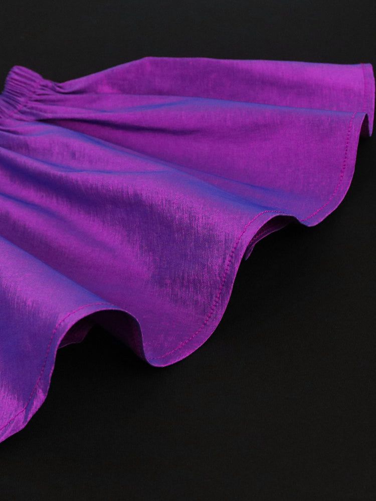 AOMEI Evening Bodycon Dress Women Purple Pleated Peplum Ruffled Robes V Neck Short Sleeve Side Slit Slim Fit Chic Maxi Vestidos