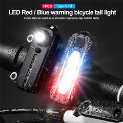 Type C Rechargeable Bike Tail Light LED Portable Flashlight Waterproof Emergency Torch Flashlight Cycling Running Cycling Hiking