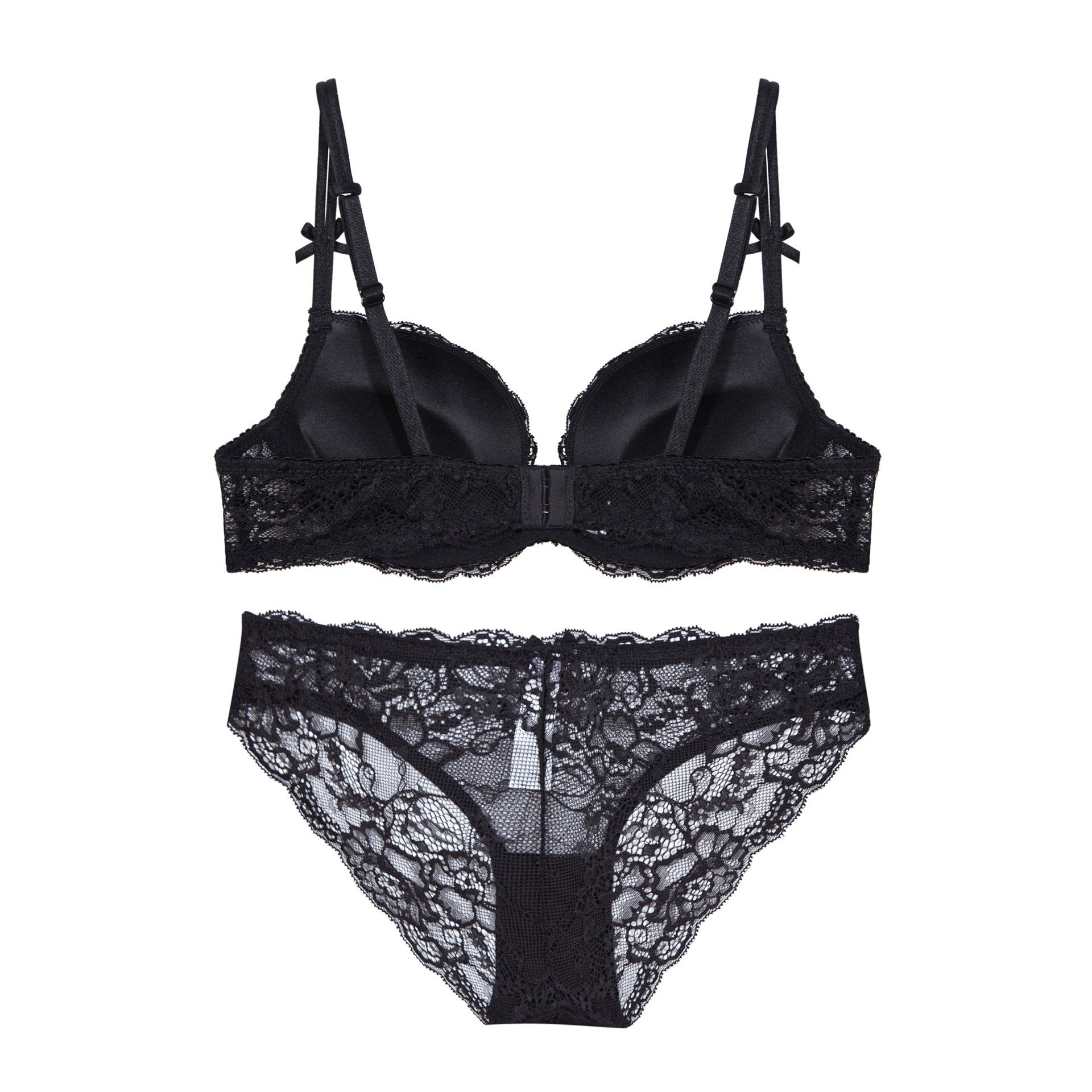 New style deep V gathered lace bra 【Set】