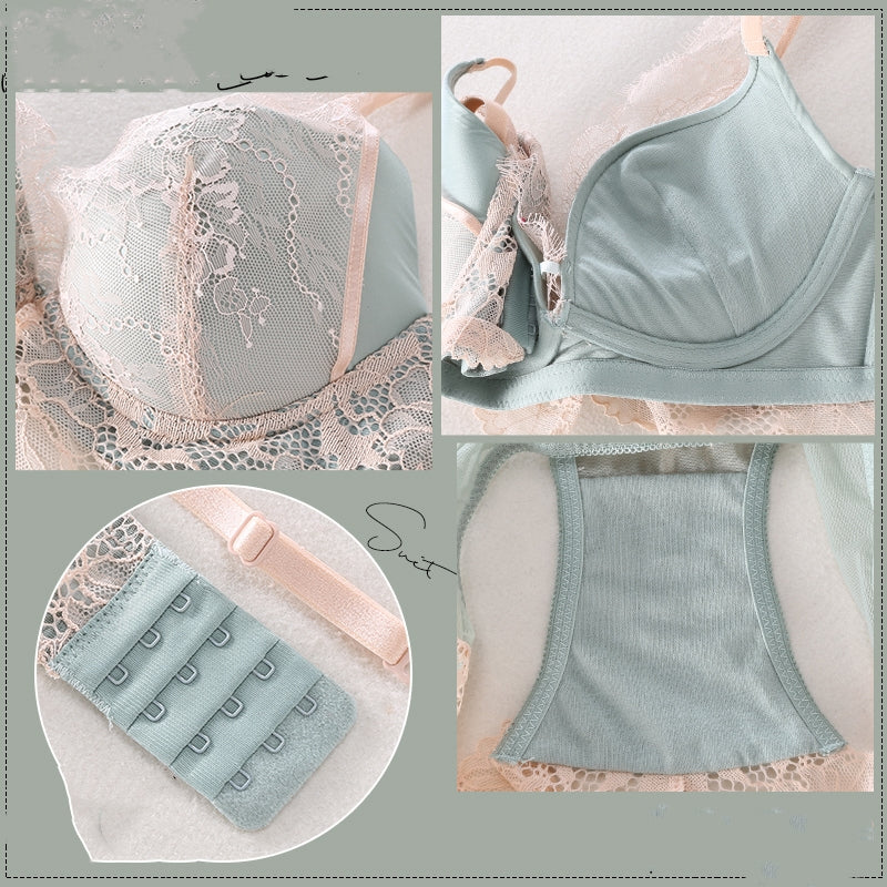 New style sexy lace  underwear set, comfortable medium-thick cup gathers, adjustable small-breasted women's bra, French   style