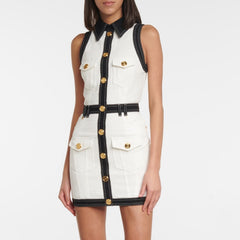 Fashion New Product   Jacquard Denim Sleeveless Rivet Ladies Dress