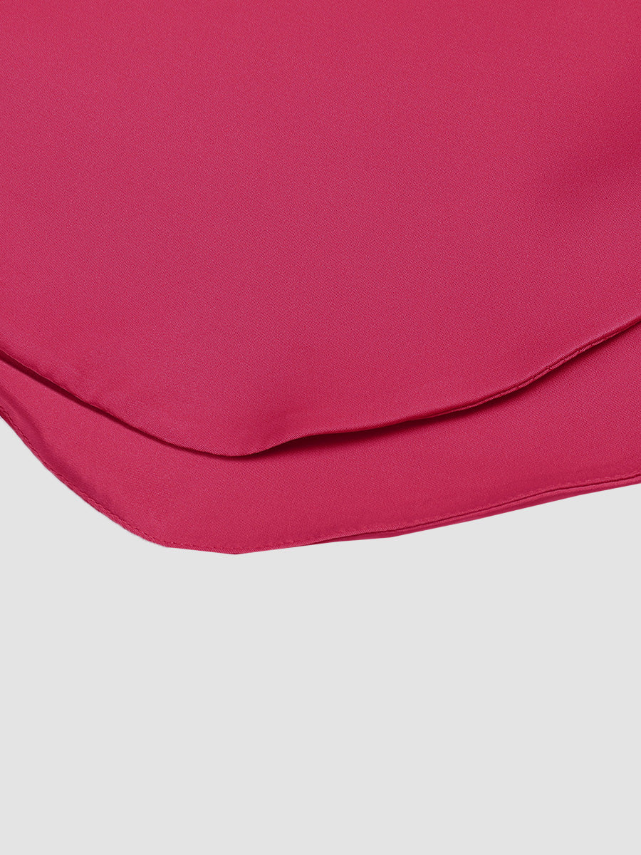 Rose Red Elegant Waisted Asymmetric Slit Dress