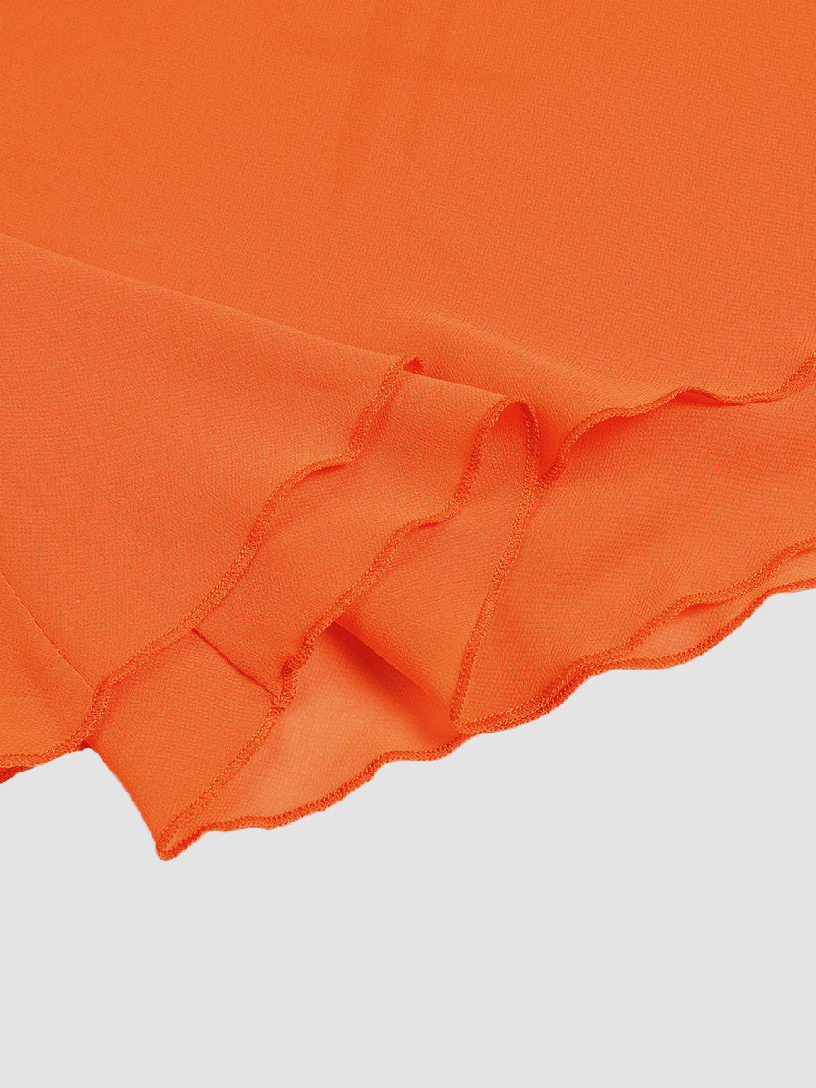 Multicolor Elegant Chiffon Scarf Neck Flowy Dress