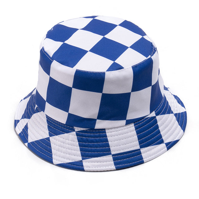 New Fashion Plaid Printed Fisherman Hat Spring Summer Men Ladies Sun Hat Reversible Outdoor Beach Hiking Fishing Hat