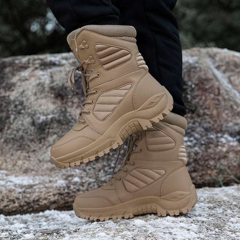 2023 جديد أحذية الثلوج أحذية السلامة الرجالية في الهواء الطلق الأحذية العسكرية القتالية أحذية المشي لمسافات طويلة الرجال أفضل أحذية جيش نعال مقاومة للاهتراء