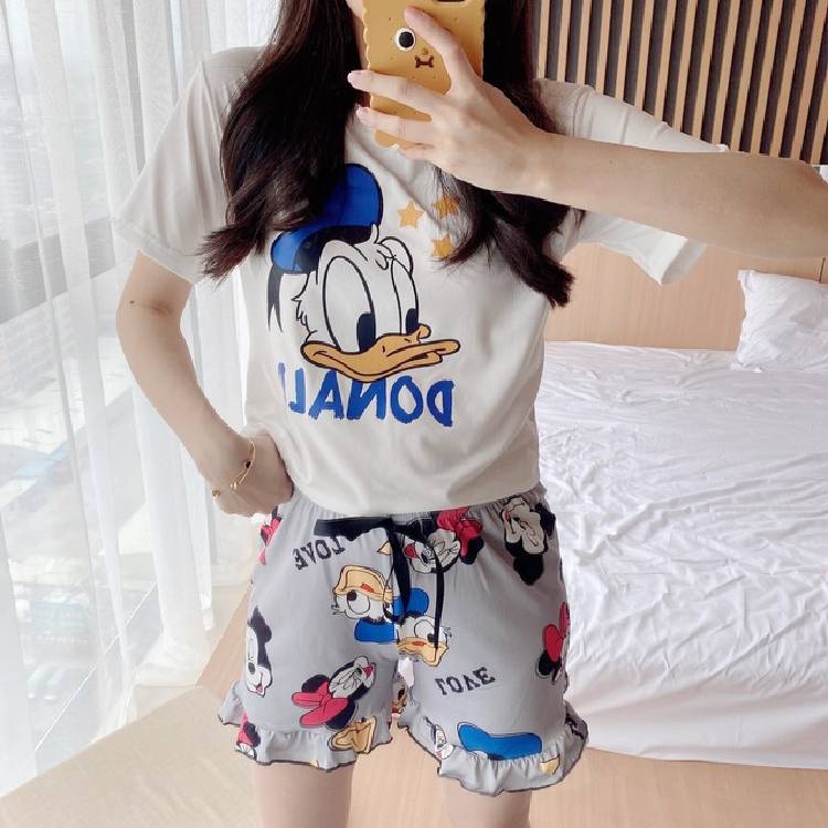 Summer pajama sets Mickey  robes kawaii clothes casual nightgowns  robe pijamas women sleepwear