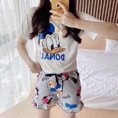Summer pajama sets Mickey  robes kawaii clothes casual nightgowns  robe pijamas women sleepwear