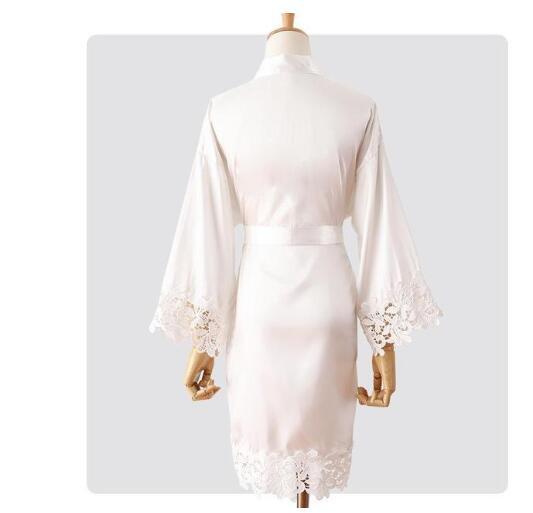 Summer Lace Sleepwear Wedding Robe Gown Bride Bridemaid Solid  Kimono Bathrobe Women Casual Home Night Dress M L Xl
