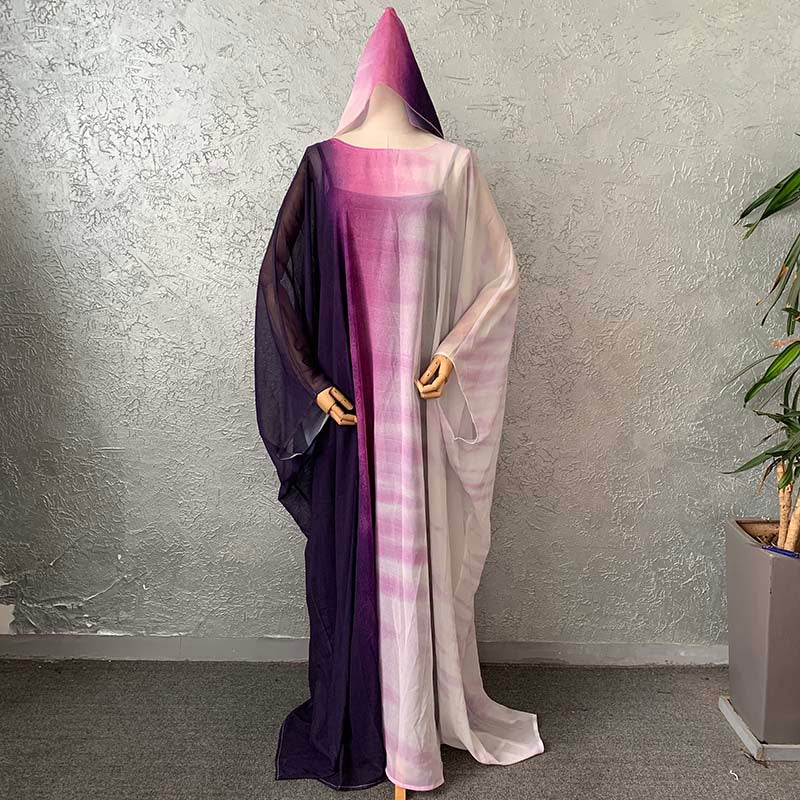 Cross-border supply of new French retro gentle gradient long skirt  and thin plus size dress + headscarf + suspenders 3-piece set