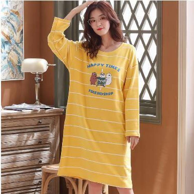 Plus Size Pyjamas Women Pijama Feminino Nightgown M 3XL Long Sleeved Nightgown Spring and Autumn Female Sleepwear
