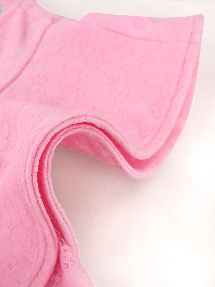 AOMEI Women Pink Lace Dress Ruffle Midi Mermaid Long Sleeve African Ladies Party Birthday Bodycon Large Size Formal Event Gowns