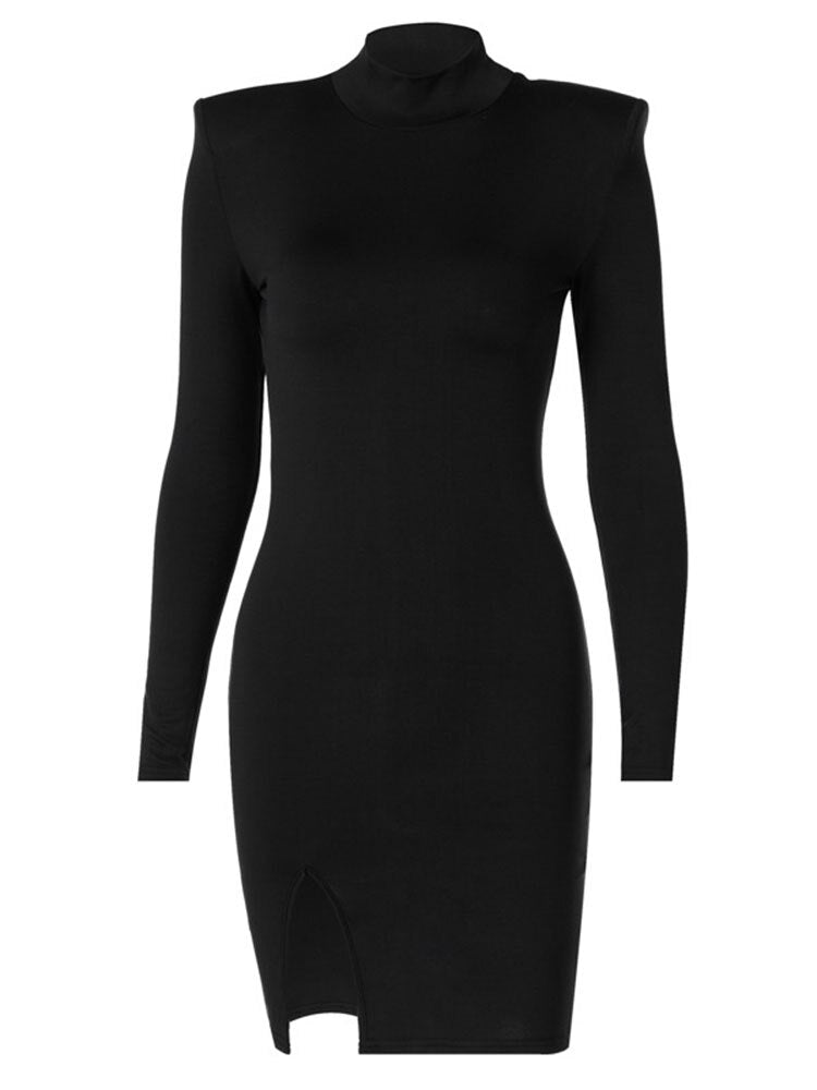 Women Spring Autumn Long Sleeve Bodycon Soild Color Black Slim Package Hip Mini Dress 2022 Female Clothing Streetwear